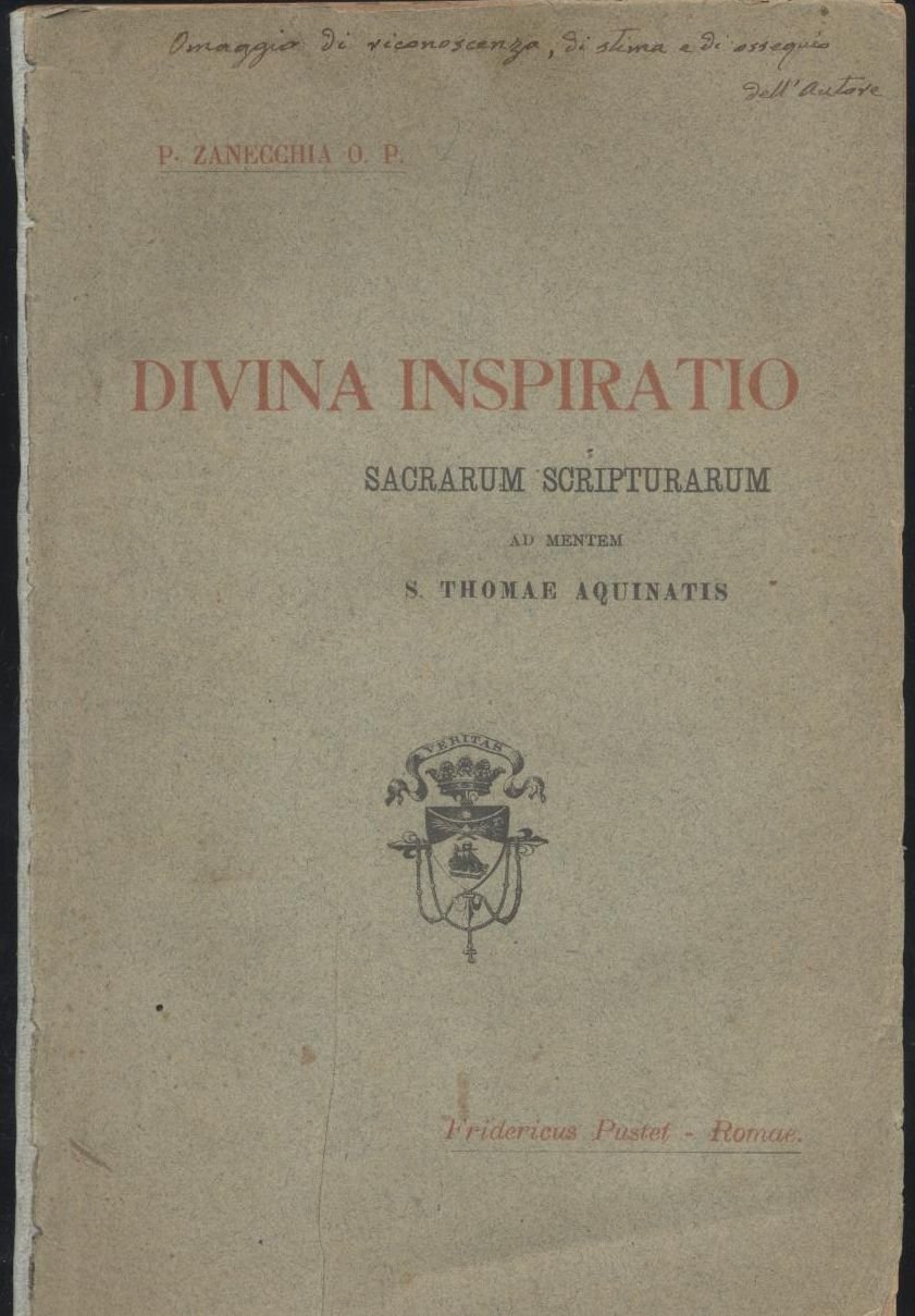 DIVINA INSPIRATIO SACRARUM SCRIPTURARIUM di P. Zanecchia 1898 libro antico …