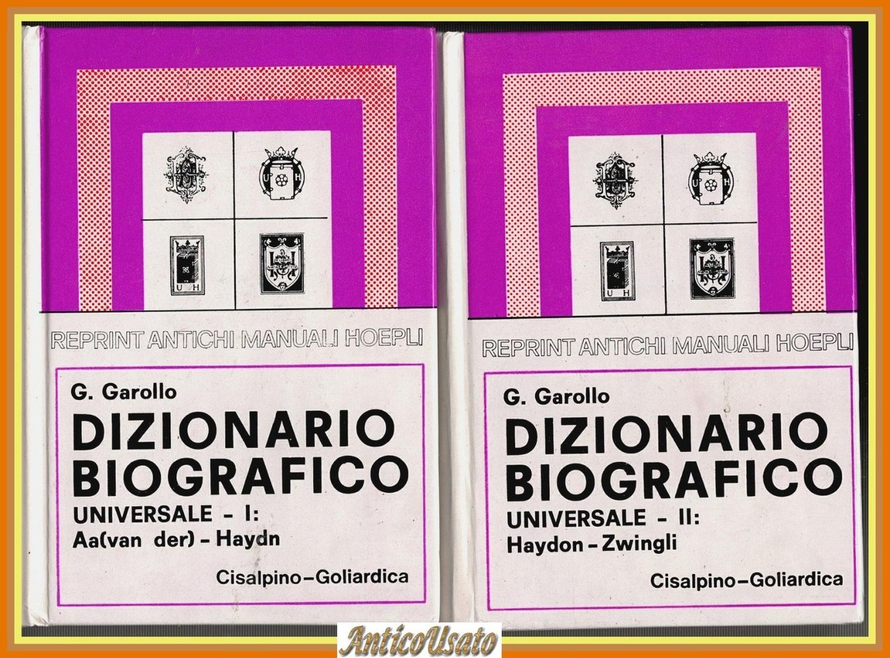 DIZIONARIO BIOGRAFICO UNIVERSALE di G Garollo 2 Volumi 1983 Hoepli … | Immagine principale