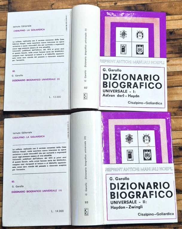 DIZIONARIO BIOGRAFICO UNIVERSALE di G Garollo 2 Volumi 1983 Hoepli … | Immagine Gallery 2