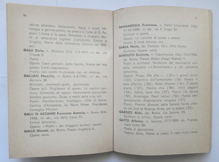 DIZIONARIO DEGLI SCRITTORI di Domenico Triggiani 1960 Bari
