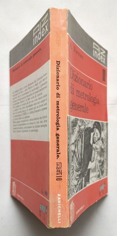 DIZIONARIO DI METROLOGIA GENERALE Alfredo Ferraro 1959 Zanichelli matematica