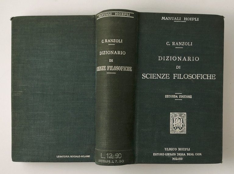 DIZIONARIO DI SCIENZE FILOSOFICHE di C Ranzoli 1916 Ulrico Hoepli …