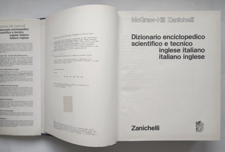 DIZIONARIO ENCICLOPEDICO SCIENTIFICO E TECNICO INGLESE ITALIANO 1985 Zanichelli
