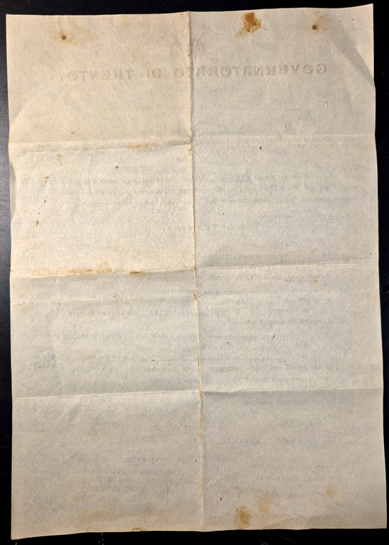 Documento GOVERNATORATO DI TRENTO 1919 Determina assunzione personale civile