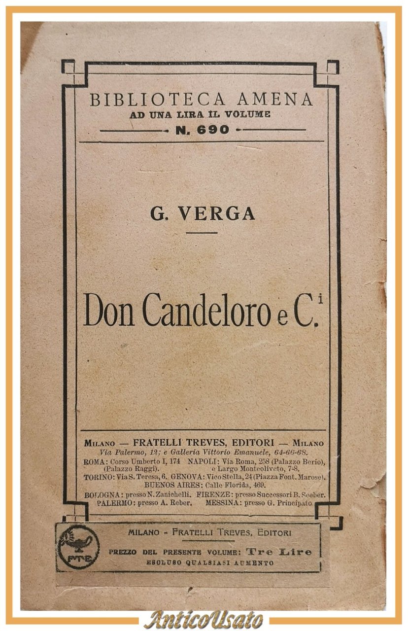 DON CANDELORO E C di Giovanni Verga 1919 Fratelli Treves …