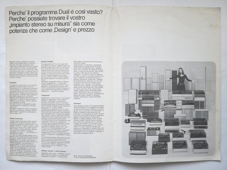 DUAL STEREO E HI FI PROGRAMMA 1971 72 brochure pieghevole …