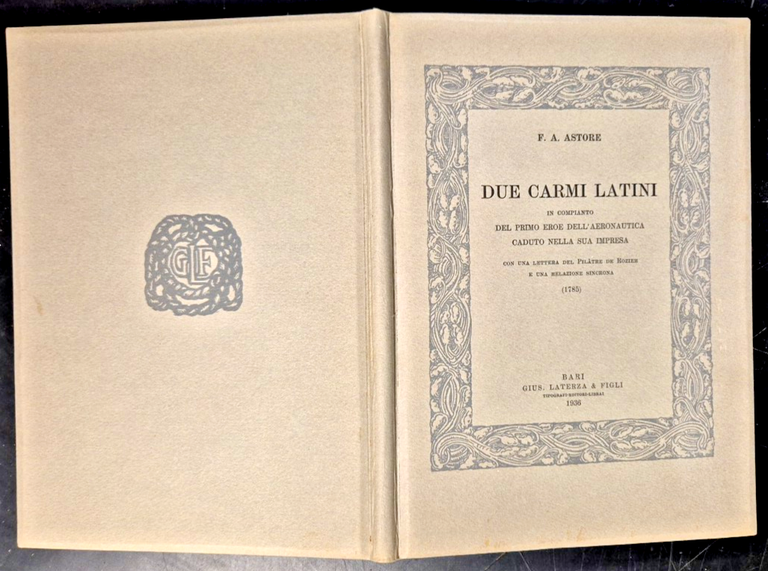 DUE CARMI LATINI di Francesco Astore compianto eroe Aeronautica 1936 …
