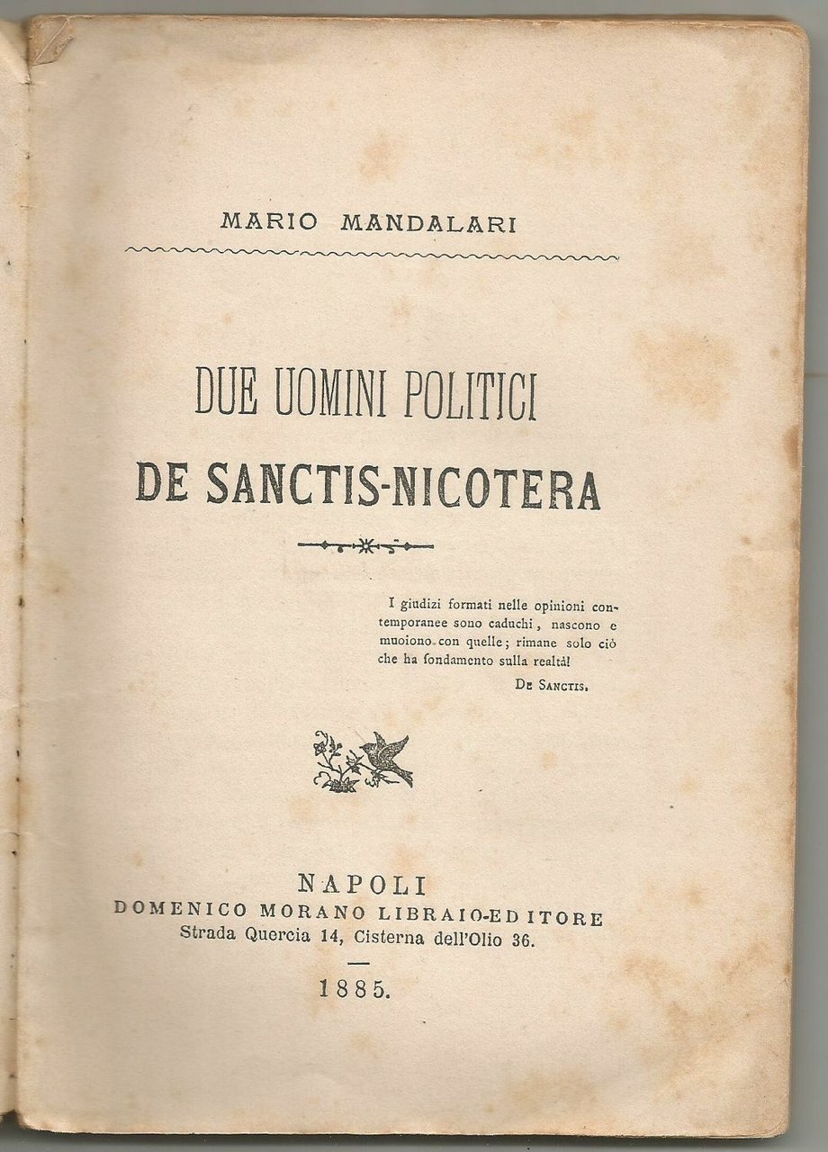 DUE UOMINI POLITICI DE SANCTIS E NICOTERA di Mario Mandalari …