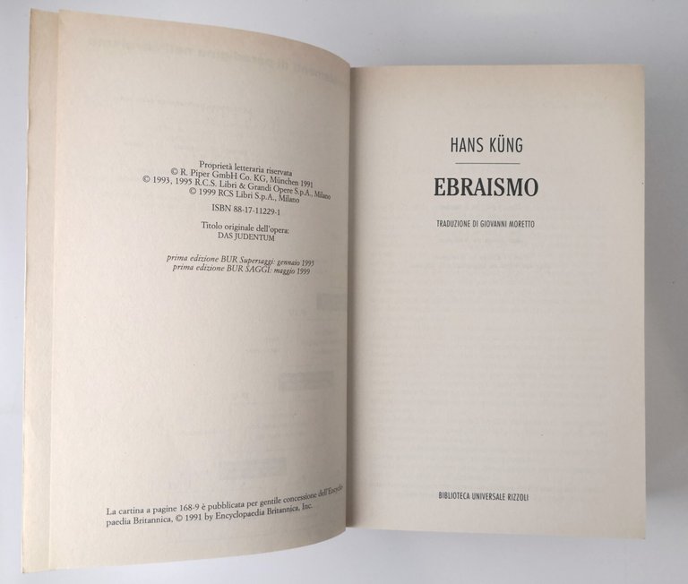 EBRAISMO passato presente futuro di Hans Kung 1999 Rizzoli Libro …