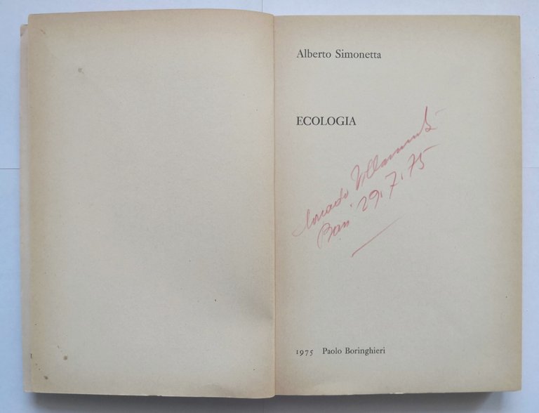 ECOLOGIA di Alberto Simonetta 1975 Paolo Boringhieri Libro scientifico