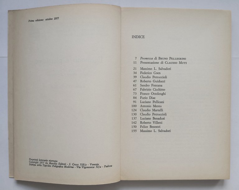 EGEMONIA E PLURALISMO di Claudio Muti 1977 Marsilio Libro socialismo …