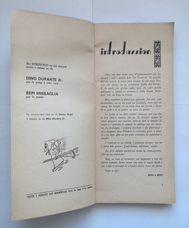 EL STROLOGO almanacco umoristico veneto 1970 di Durante e Missaglia …