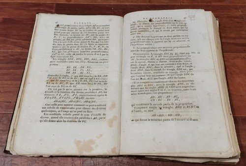ELEMENS DE GEOMETRIE di Lacroix 1808 Courcier Libro Antico matematica …