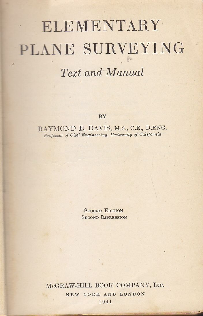 ELEMENTARY PLANE SURVEYING di Raymond Davis 1941 McGraw-Hill editore Libro