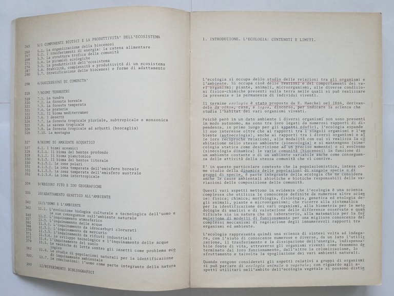 ELEMENTI DI ECOLOGIA di Renzo Scossiroli 1976 Zanichelli Libro