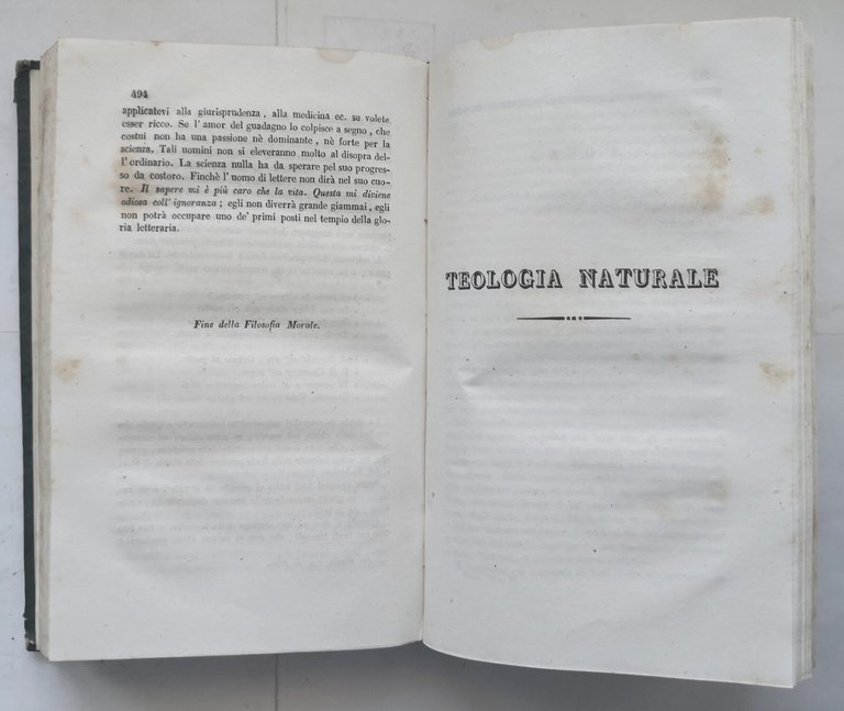 ELEMENTI DI FILOSOFIA di Pasquale Galluppi volume II 1846 Tramater …