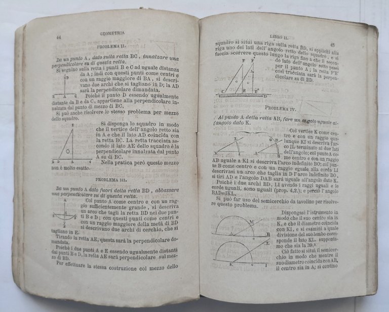 ELEMENTI DI GEOMETRIA con giunte Legendre 1877 Morano libro antico …
