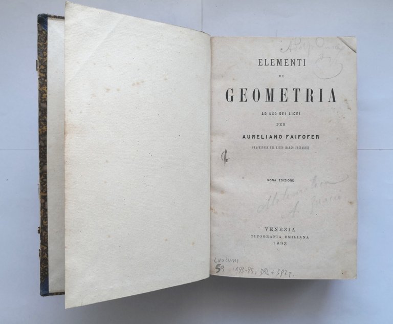 ELEMENTI DI GEOMETRIA e ALGEBRA di Aureliano Faifofer 1893 2 …