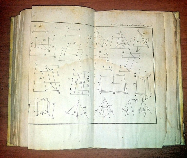 ELEMENTI DI GEOMETRIA Legendre 3 volumi in 1 1851 Puzziello …