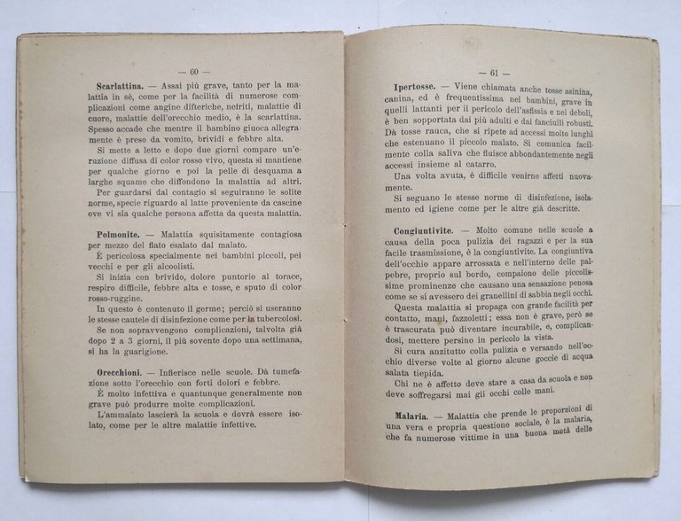 ELEMENTI DI IGIENE di Marchesa Achille 1910 manualetto uso scuole …
