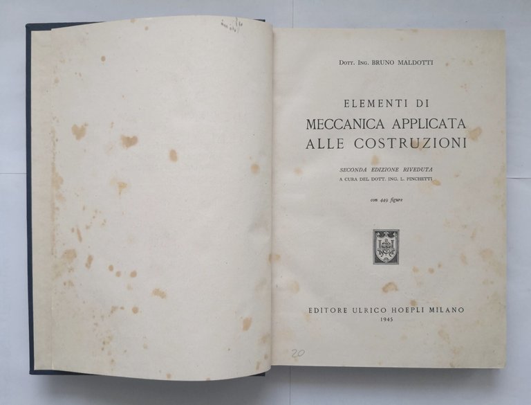 ELEMENTI DI MECCANICA APPLICATA ALLE COSTRUZIONI Bruno Maldotti 1945 Hoepl …