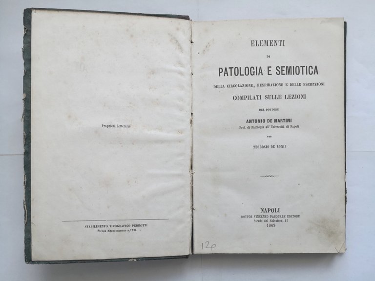 ELEMENTI DI PATOLOGIA E SEMIOTICA DELLA CIRCOLAZIONE De Martini 1869 …