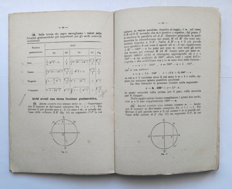 ELEMENTI DI TRIGONOMETRIA PIANA di Contardo Baffi 1941 Paravia libro …