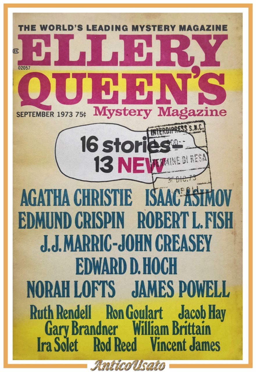 ELLERY QUEEN'S MYSTERY MAGAZINE settembre 1973 Agatha Cristie Isaac Asimov