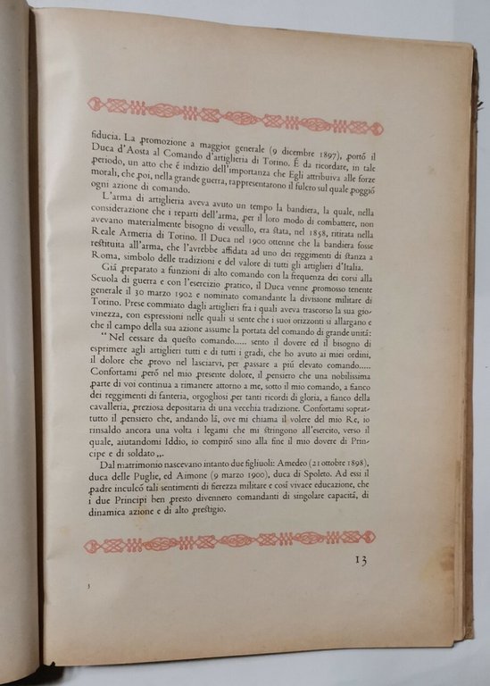 EMANUELE FILIBERTO DI SAVOIA DUCA D'AOSTA 1937 Inaugurazione monumento libro