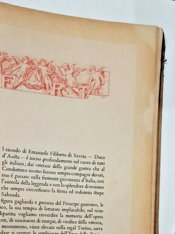 EMANUELE FILIBERTO DI SAVOIA DUCA D'AOSTA 1937 Inaugurazione monumento libro