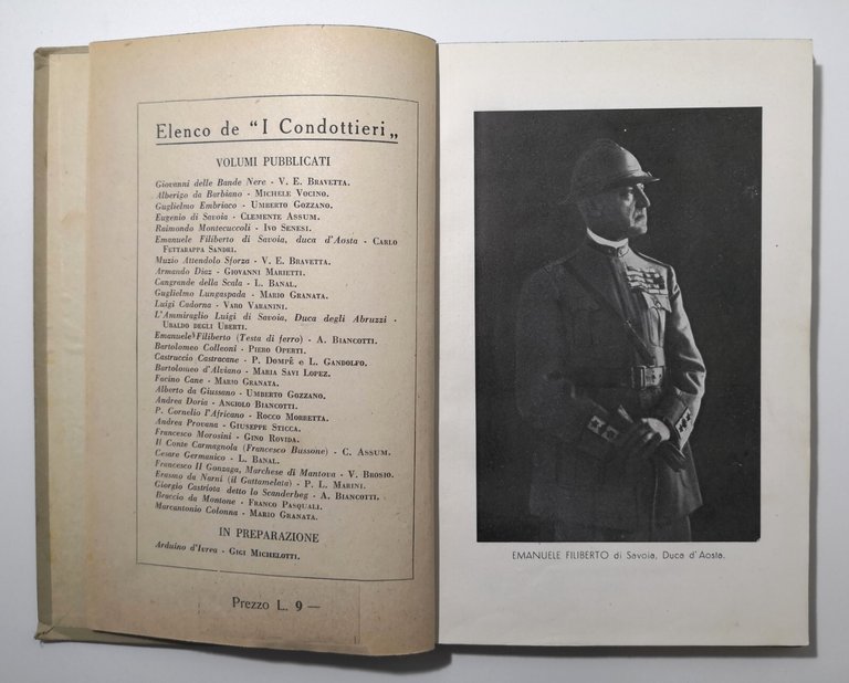 EMANUELE FILIBERTO DI SAVOIA DUCA D'AOSTA di Sandri 1940 Paravia …