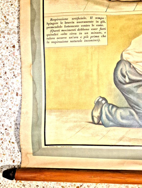 EMORRAGIA ASFISSIA POSTER DIDATTICO Vintage Tavola Paravia anni 30 infermieri