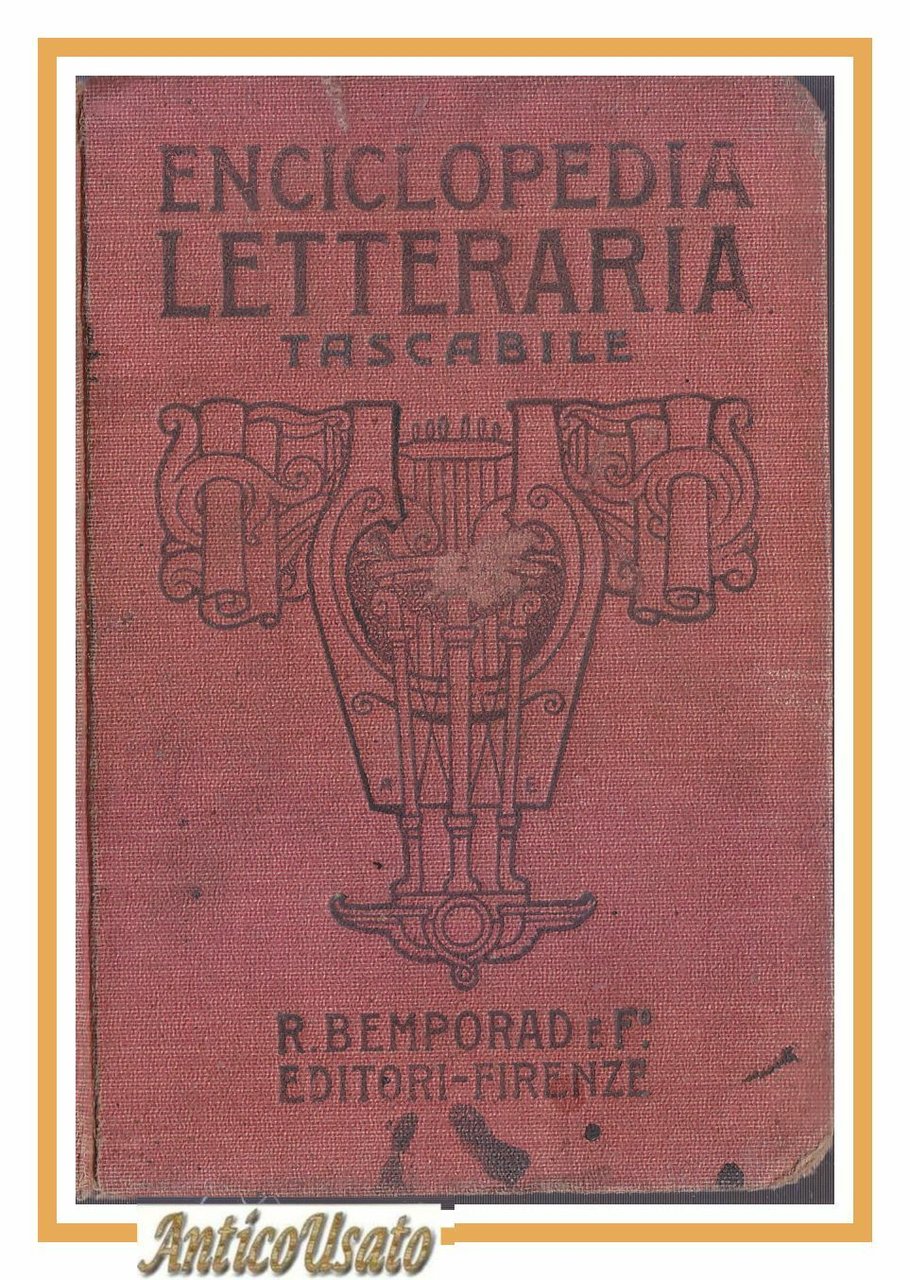 ENCICLOPEDIA LETTERARIA TASCABILE BEMPORAD 1918 libro vintage