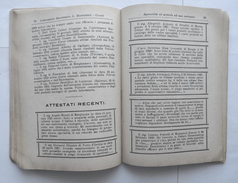 ENOLOGIA di laboratorio enochimico Montalenti 1929 Casale Monferrato Libro