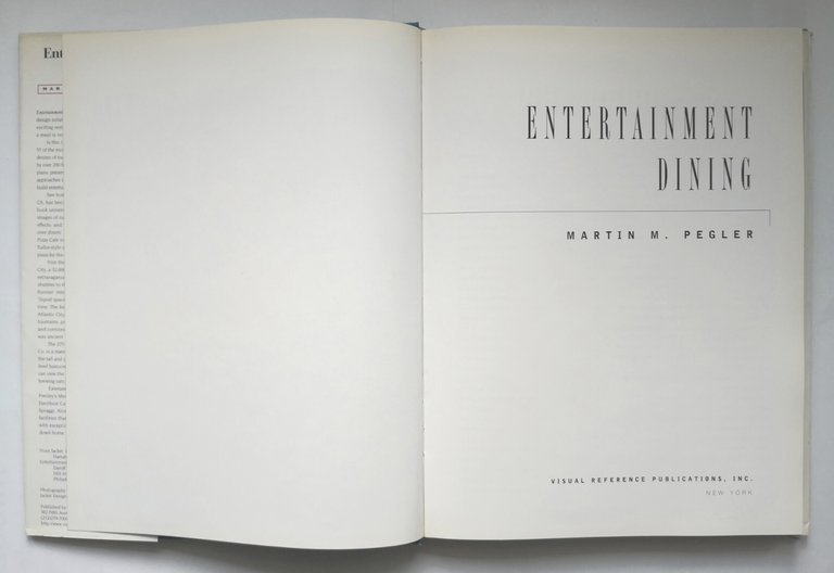 ENTERTAINMENT DINING di Martin Pegler 1999 Visual Reference Publications Libro
