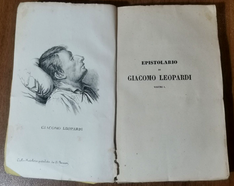 EPISTOLARIO di Giacomo Leopardi 1854 Sarracino 2 volumi libro antico …