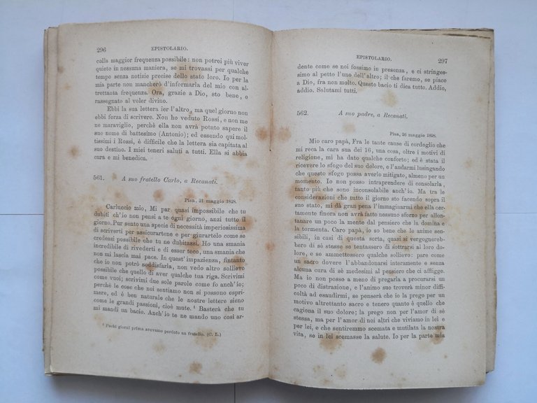 EPISTOLARIO DI GIACOMO LEOPARDI Viani volume 2 - 1892 Le …