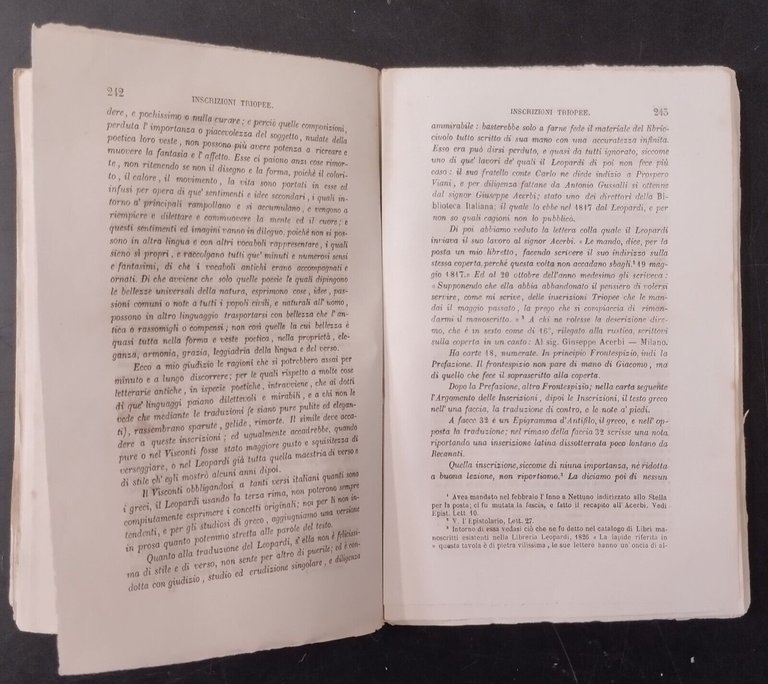 EPISTOLARIO DI GIACOMO LEOPARDI Volume 2 1856 Le Monnier Libro …