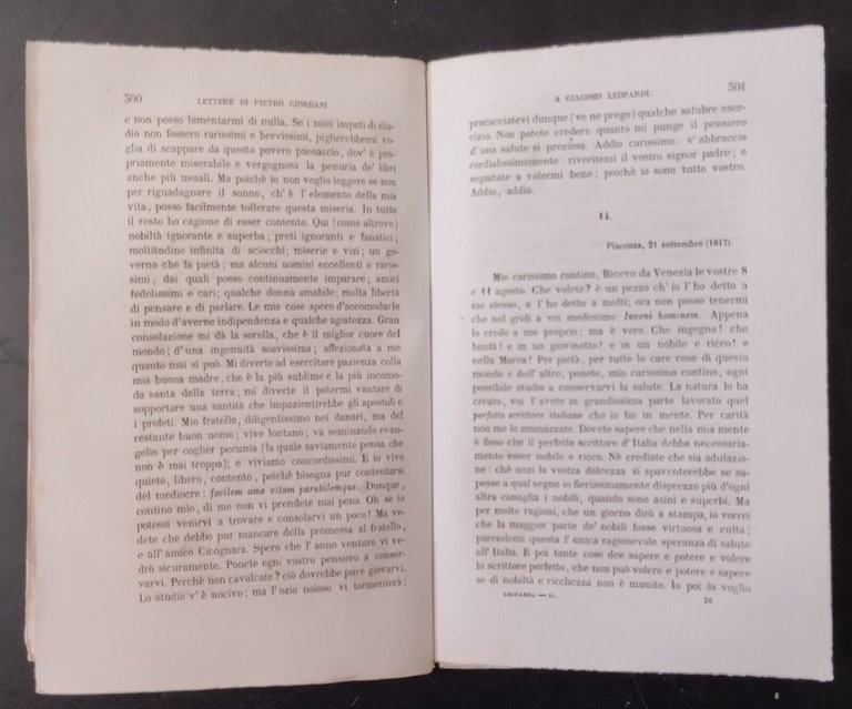 EPISTOLARIO DI GIACOMO LEOPARDI Volume 2 1856 Le Monnier Libro …