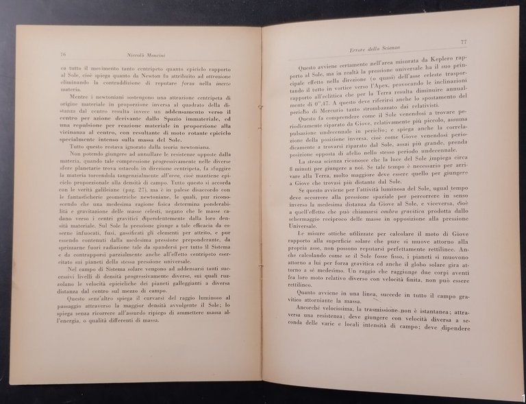 ERRORE DELLA SCIENZA di Niccolò Mancini 1950 L'arco Libro complottismo …