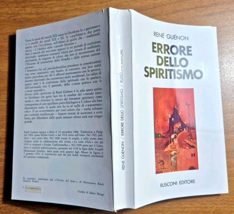 ERRORE DELLO SPIRITISMO di Renè Guenon 1974 Rizzoli Libro esoterismo