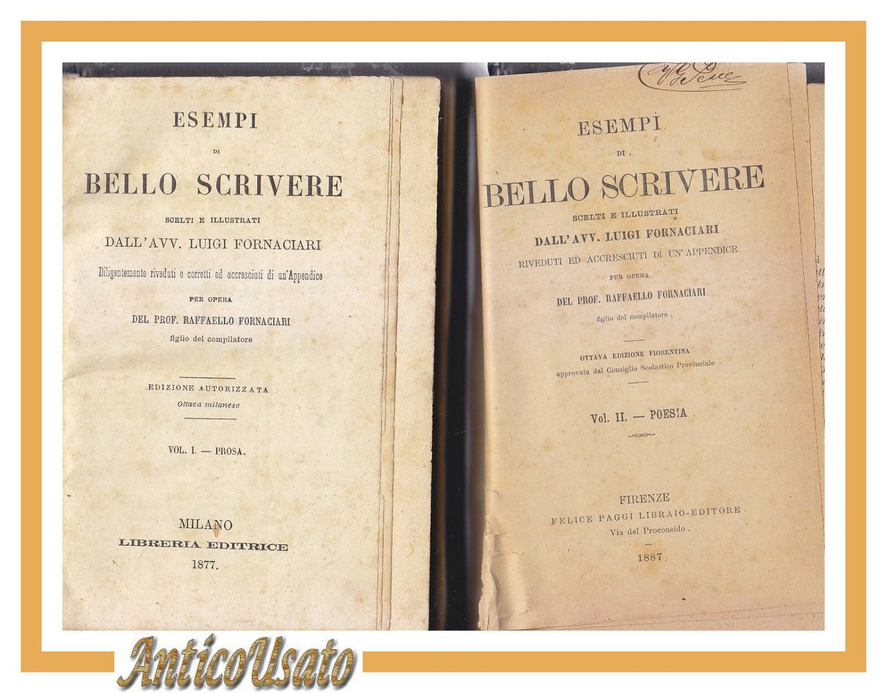 ESEMPI DI BELLO SCRIVERE 2 volum Luigi Fornaciari 1877 libro …