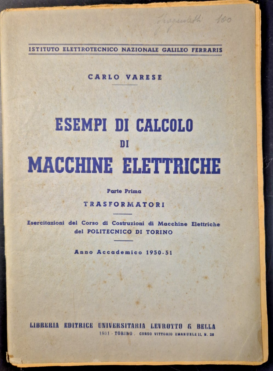 ESEMPI DI CALCOLO MACCHINE ELETTRICHE Parte I Trasformatori Carlo Varese … | Immagine principale