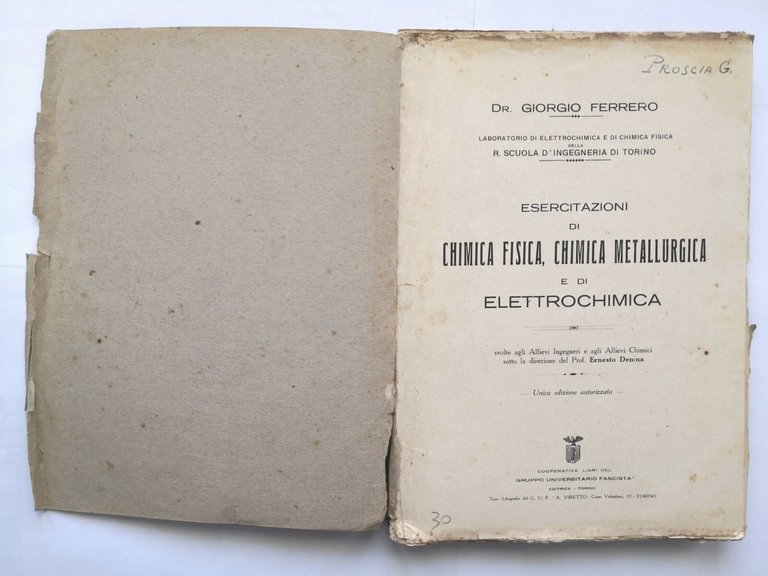 ESERCITAZIONI DI CHIMICA FISICA METALLURGICA ELETTROCHIMICA Ferrero Libro