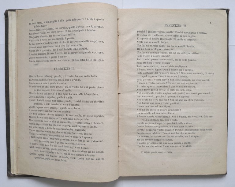 ESERCIZI PROGRESSIVI SULLA LINGUA INGLESE di Achille Laurenzi 1881 Libro …