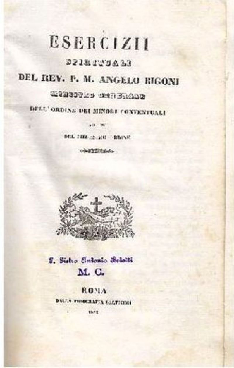 ESERCIZI SPIRITUALI P M Angelo Bignoi Ministro Ordine Minori 1843 …