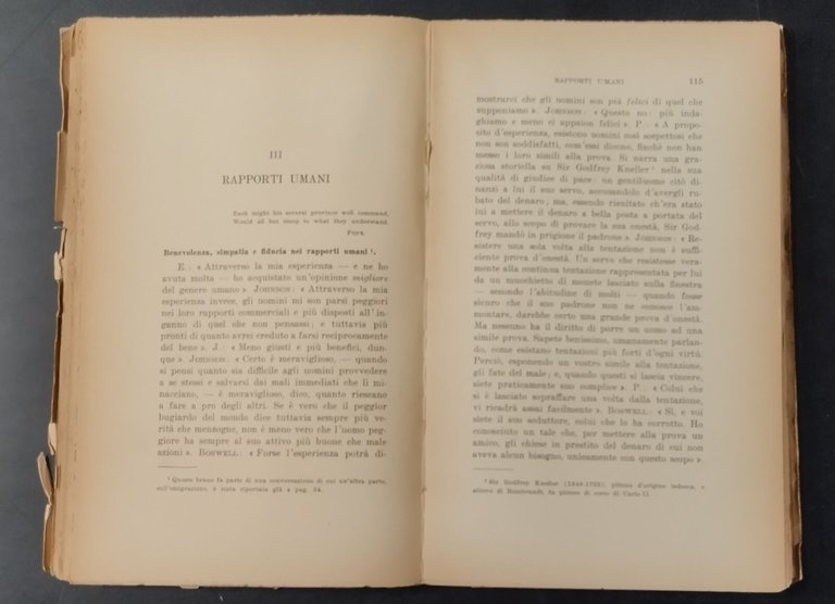 ESPERIENZA E VITA MORALE CONVERSAZIONI CON BOSWELL di Johnson 1939 …
