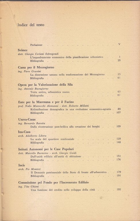 ESPERIENZE URBANISTICHE IN ITALIA 1952 Istituto Nazionale LIBRO architettura