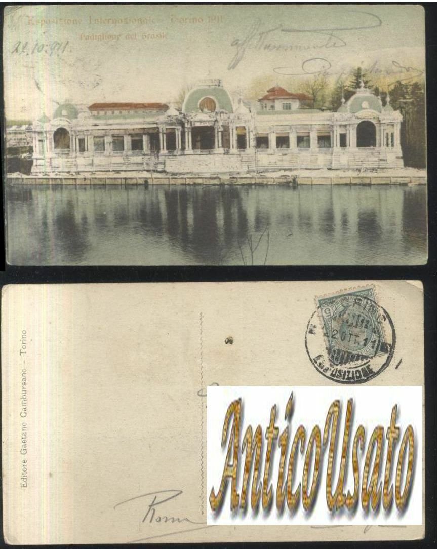 ESPOSIZIONE INTERNAZIONALE DI TORINO Brasile CARTOLINA viaggiata 1911 Vintage