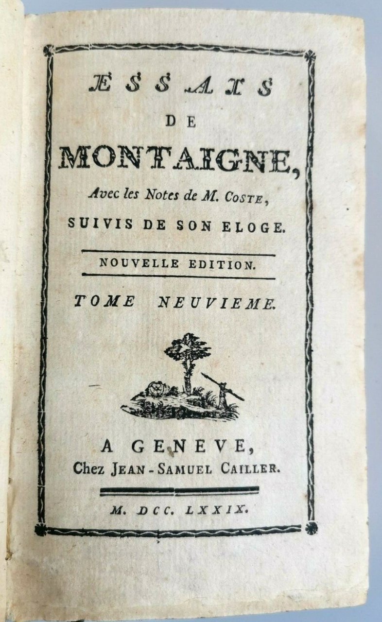 ESSAIS de Montaigne tomo 9 1779 Jean Samuel Cailler libro …
